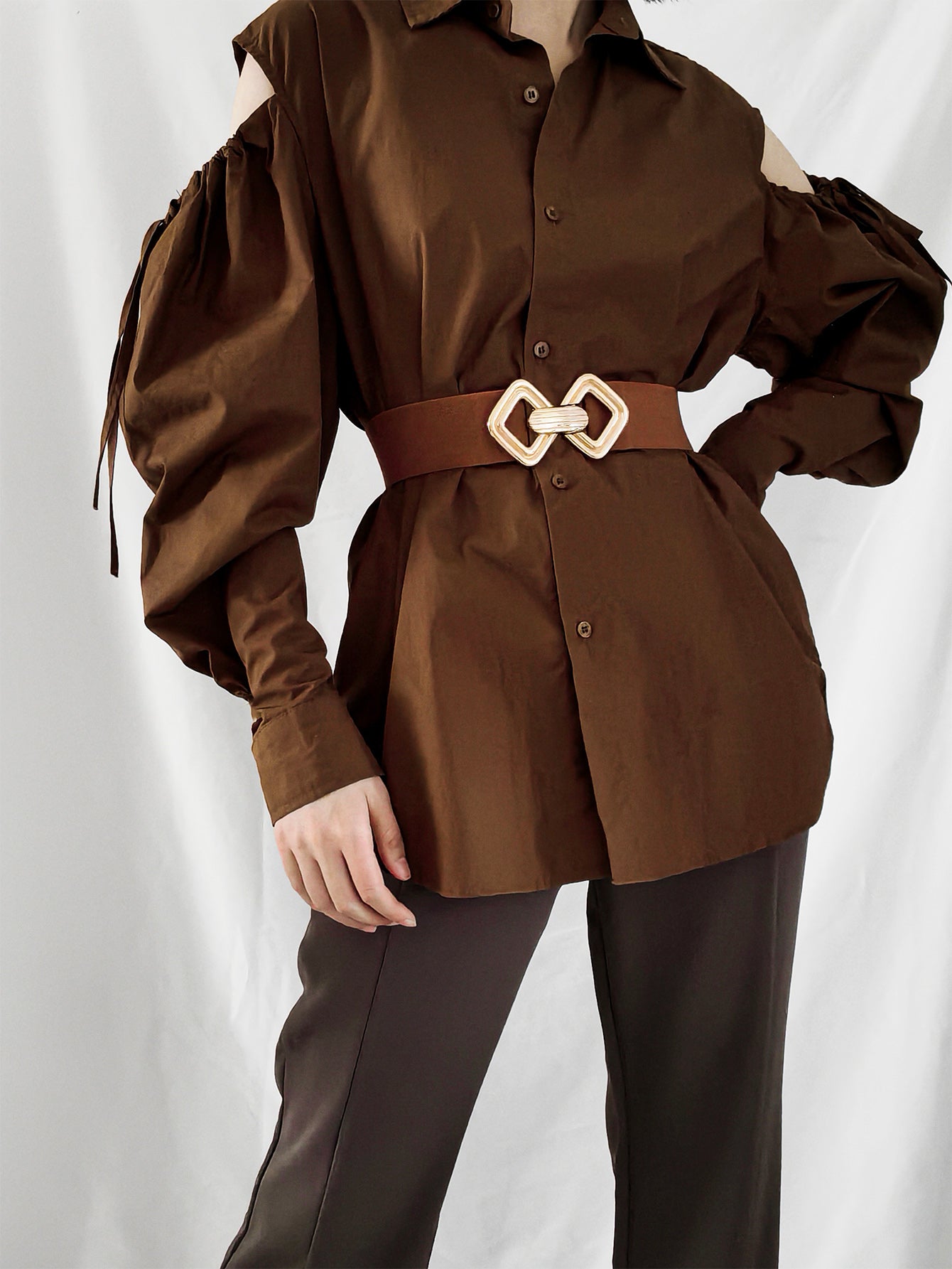 Geometric Buckle Elastic Wide Belt Carauana Store