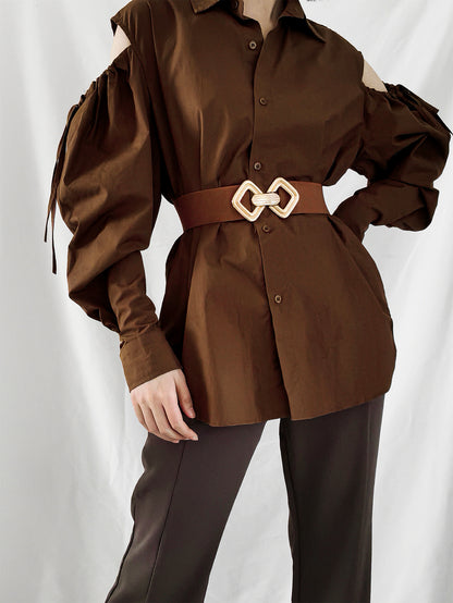 Geometric Buckle Elastic Wide Belt Carauana Store