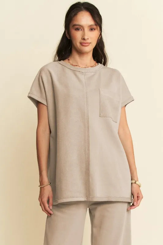 Davi & Dani Round Neck Short Sleeve Top and Pants Set Carauana Store