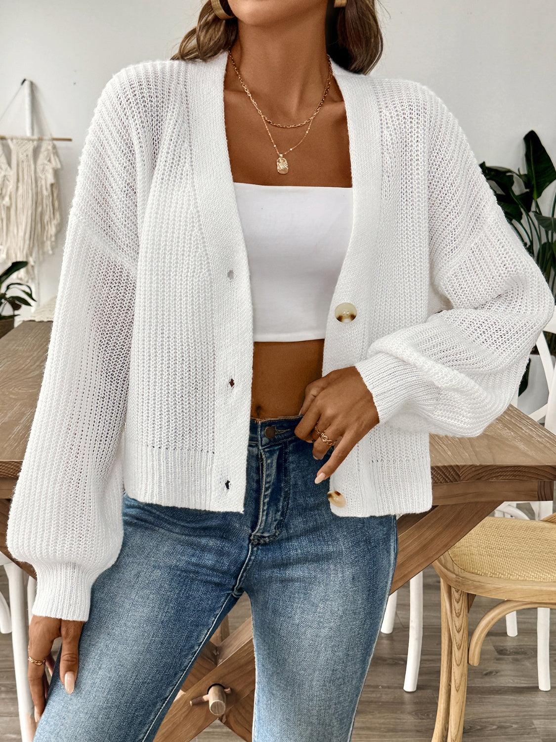 V-Neck Button Up Long Sleeve Cardigan Carauana Store