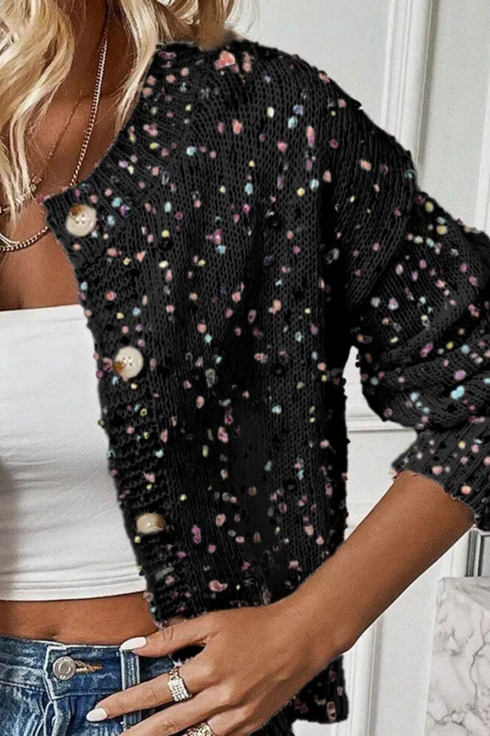 Confetti Button Up Long Sleeve Cardigan Carauana Store