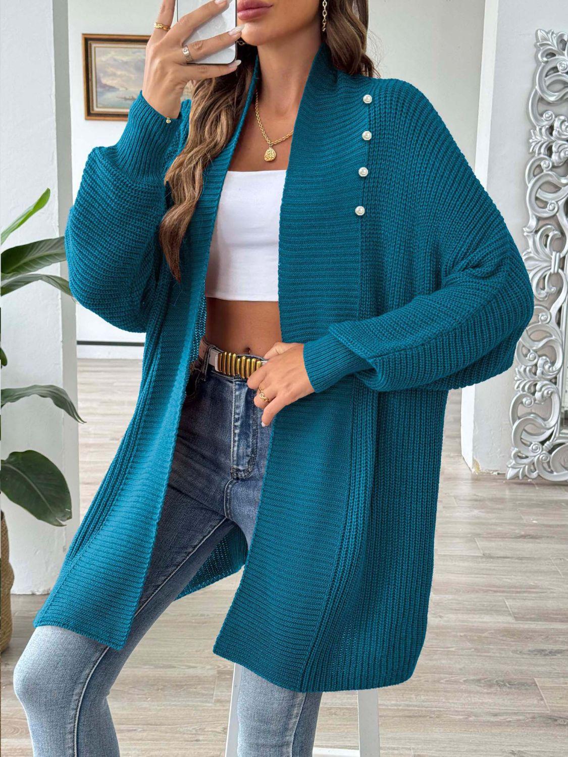 Open Front Long Sleeve Cardigan Carauana Store