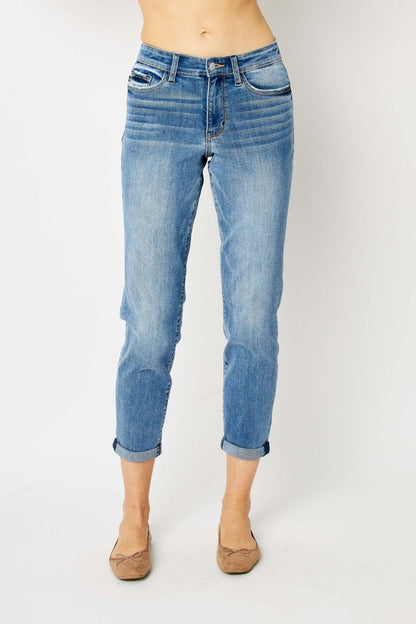 Judy Blue Full Size Cuffed Hem Slim Jeans Carauana Store