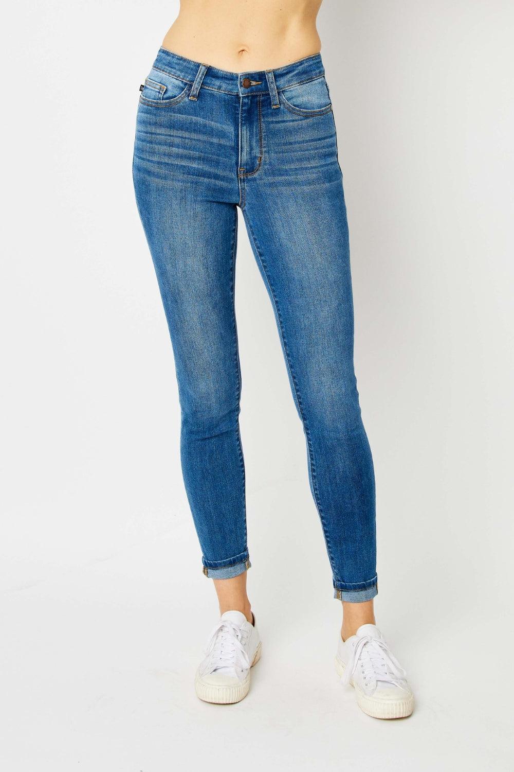 Judy Blue Full Size Cuffed Hem Skinny Jeans Carauana Store