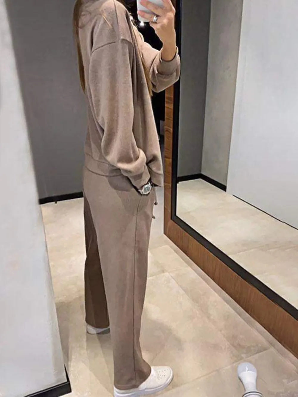 Full Size Button Up Long Sleeve Top and Pants Set Carauana Store