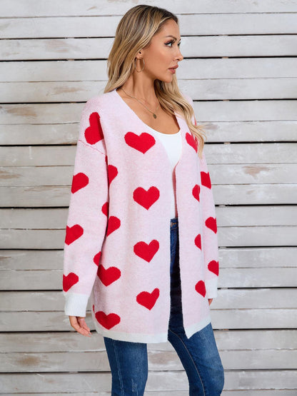 Angel Wings Heart Open Front Long Sleeve Cardigan Carauana Store
