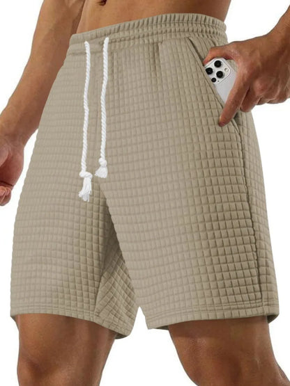Men's Full Size Drawstring Textured Shorts Plus Size Carauana Store