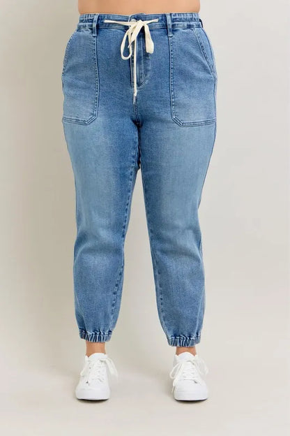 Judy Blue Full Size High Waist Denim Jogger Plus Size Carauana Store