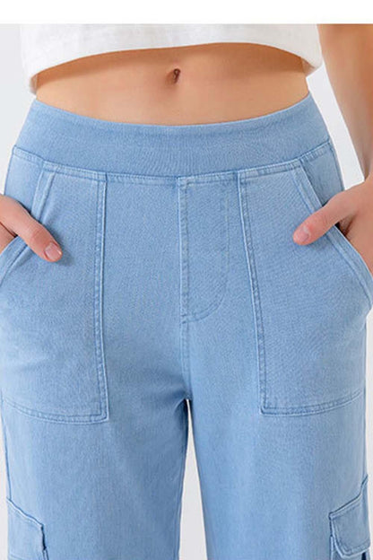 Buttoned Pocketed Long Jeans Carauana Store