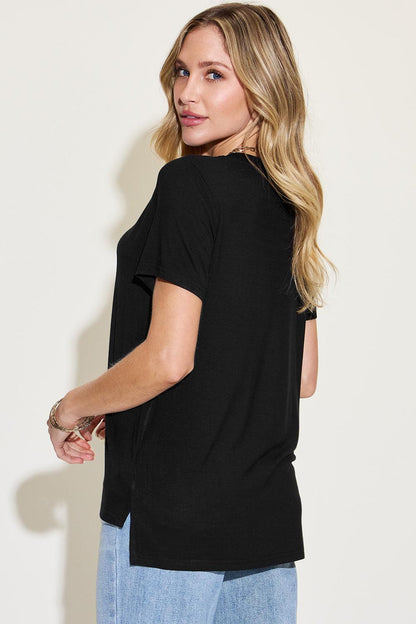 Basic Bae Full Size V-Neck High-Low T-Shirt Carauana Store
