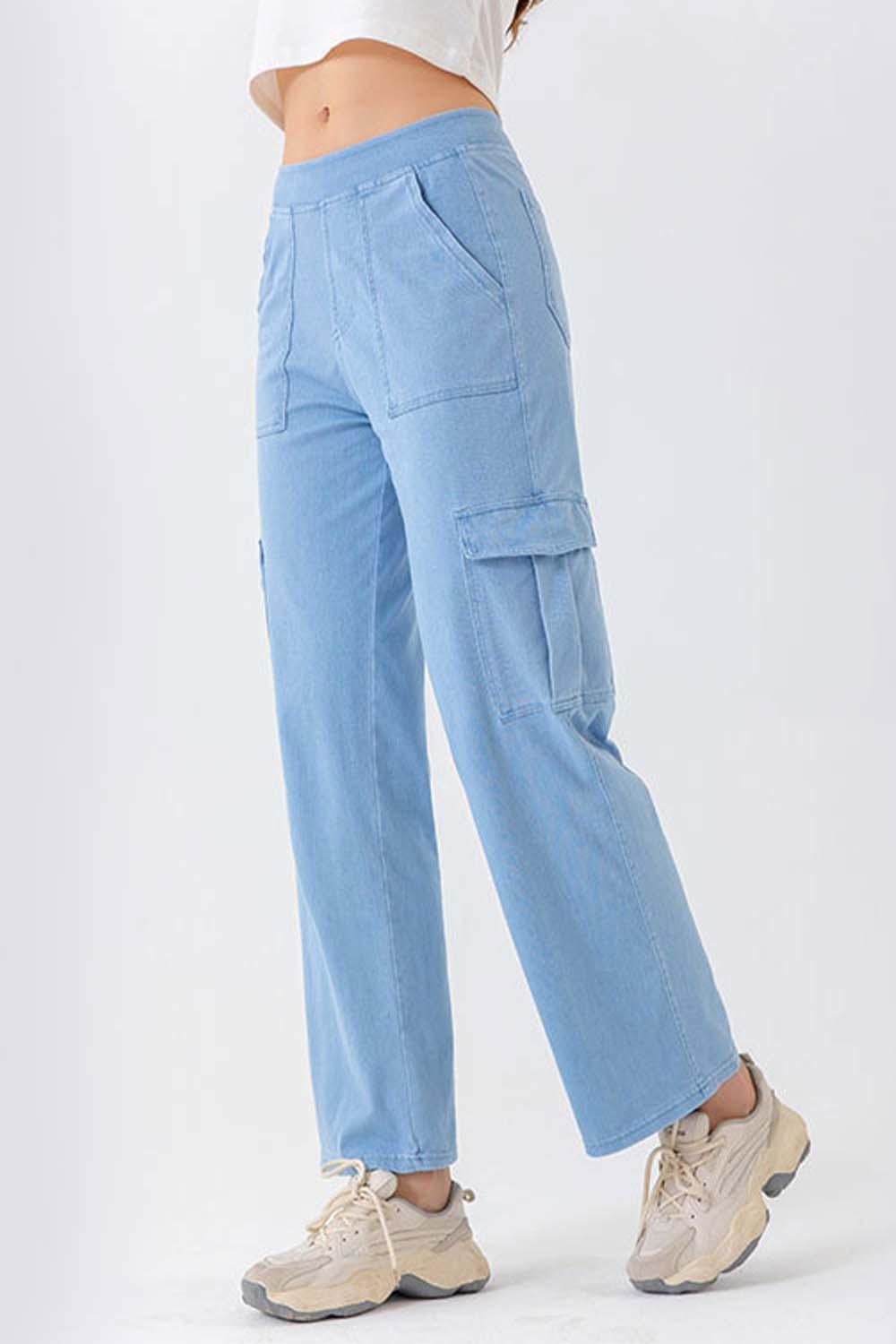 Buttoned Pocketed Long Jeans Carauana Store