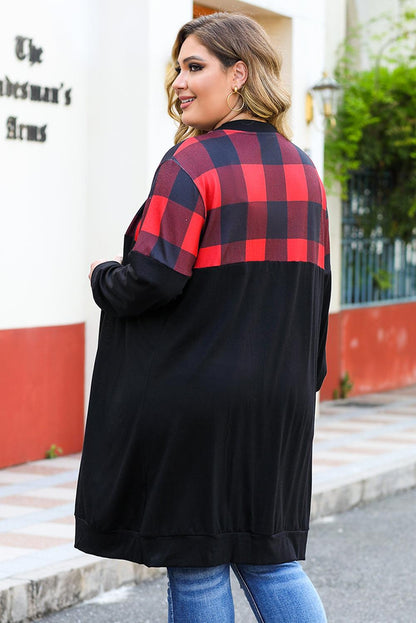 Plus Size Open Front Dropped Shoulder Cardigan Carauana Store