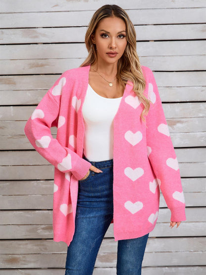 Angel Wings Heart Open Front Long Sleeve Cardigan Carauana Store