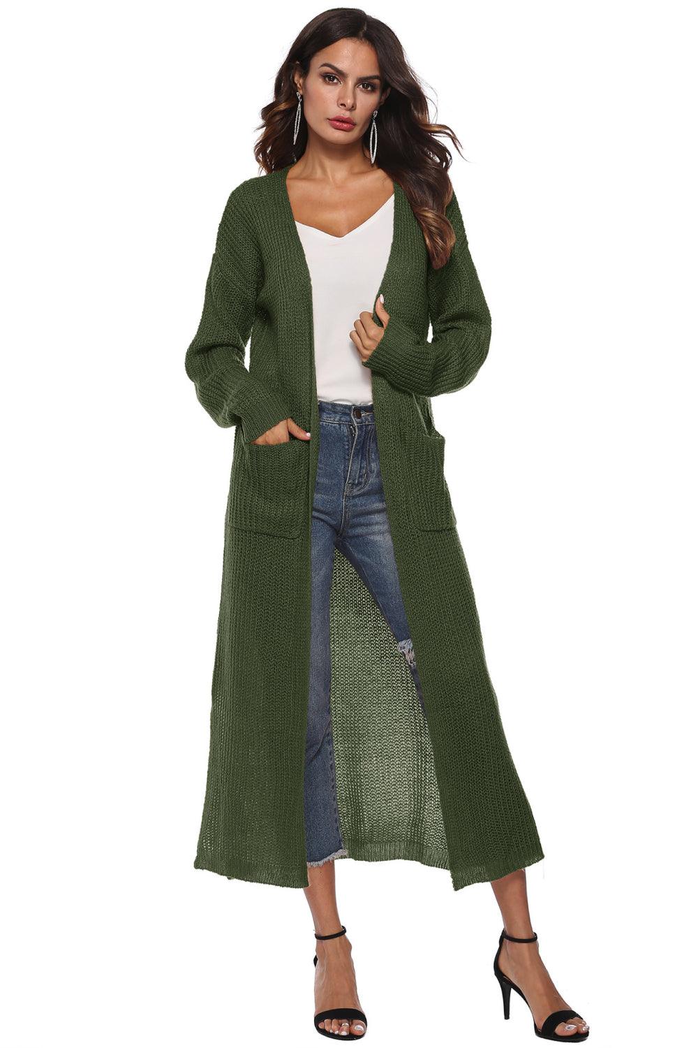 Long Sleeve Open Front Buttoned Cardigan Carauana Store