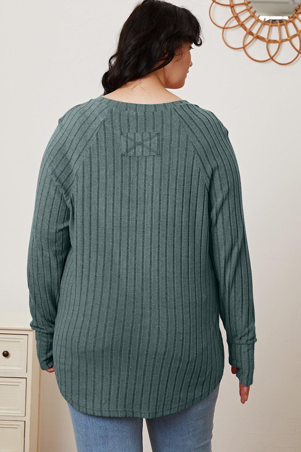 Basic Bae Full Size Ribbed Thumbhole Sleeve T-Shirt Carauana Store