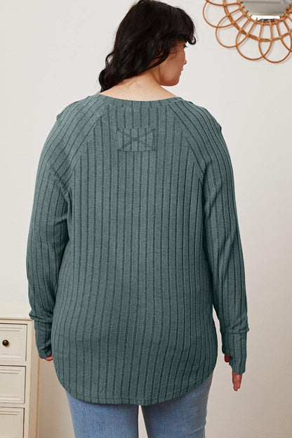 Basic Bae Full Size Ribbed Thumbhole Sleeve T-Shirt Carauana Store