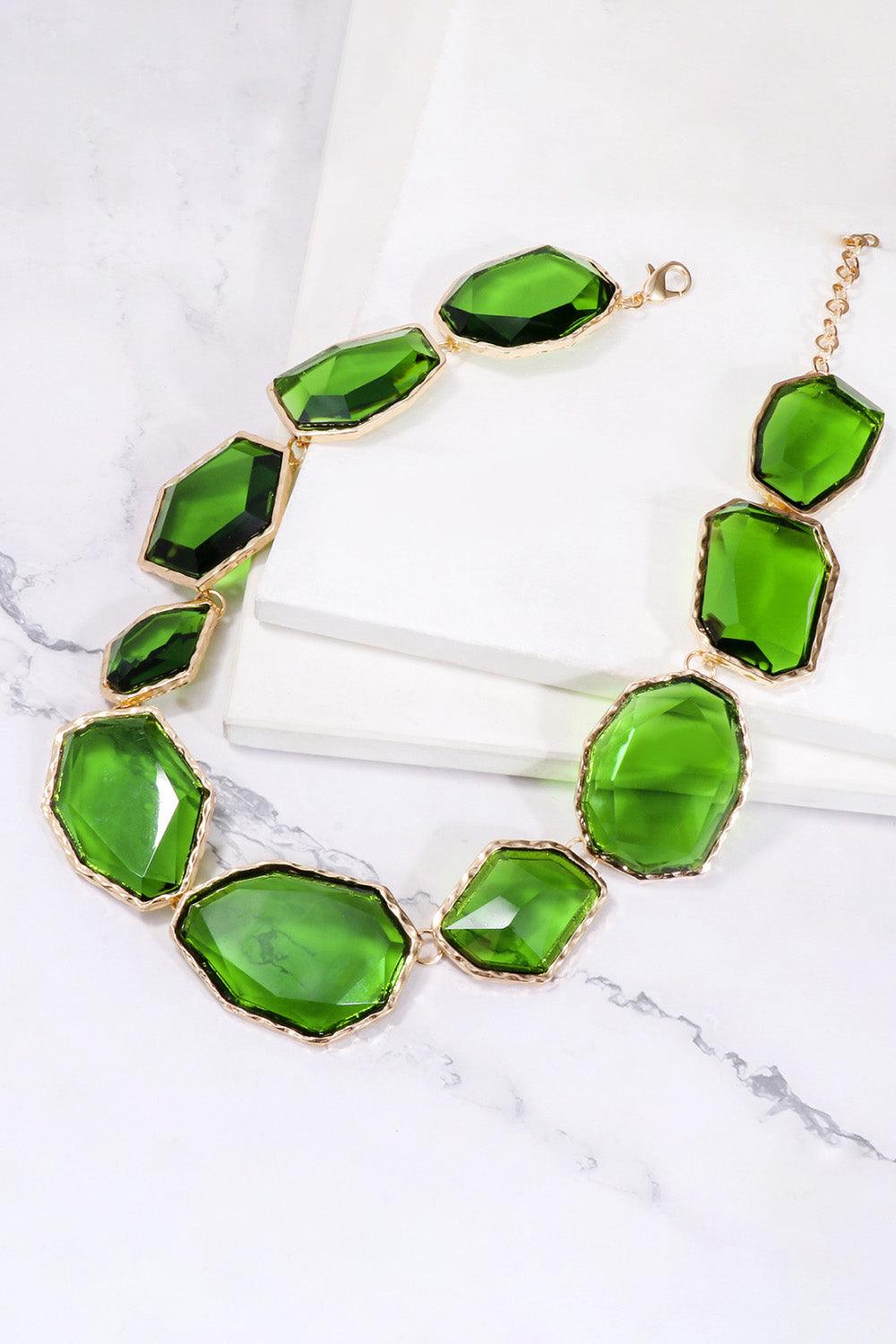 Geometrical Shape Zinc Alloy Frame Resin Necklace Carauana Store