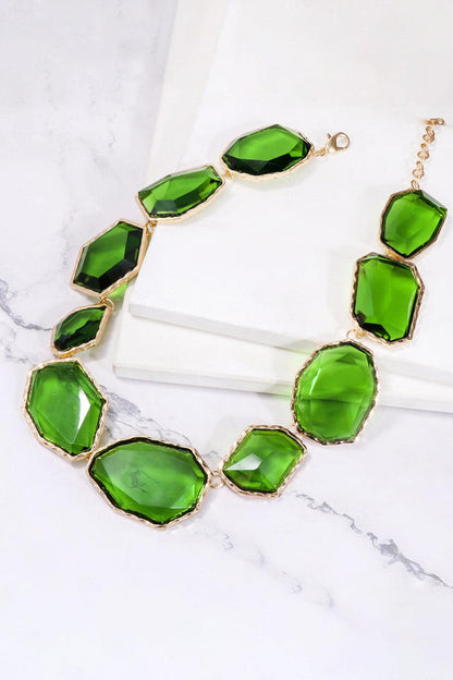 Geometrical Shape Zinc Alloy Frame Resin Necklace Carauana Store