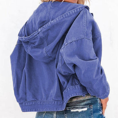 Hooded Dropped Shoulder Denim Jacket Carauana Store