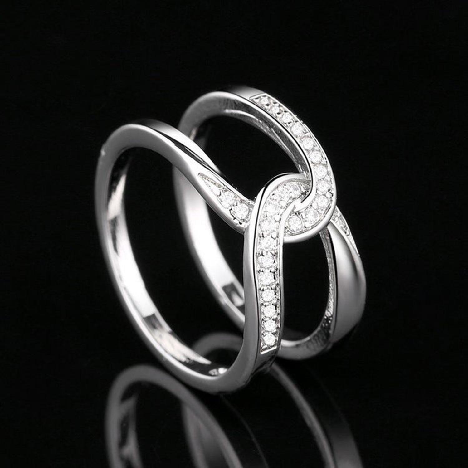 Twisted Inlaid Zircon Double-layered Ring Carauana Store