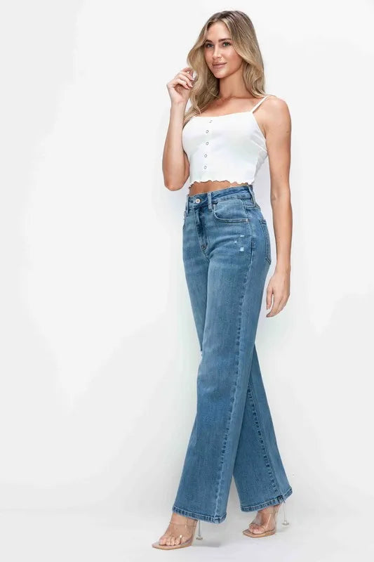 bytos Full Size High Rise Wide Leg Jeans with Pockets Carauana Store