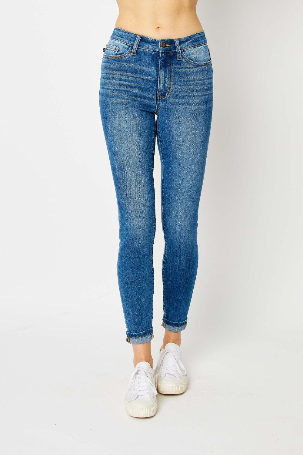 Judy Blue Full Size Cuffed Hem Skinny Jeans Carauana Store