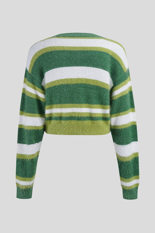 Striped Button Up Dropped Shoulder Cardigan Carauana Store