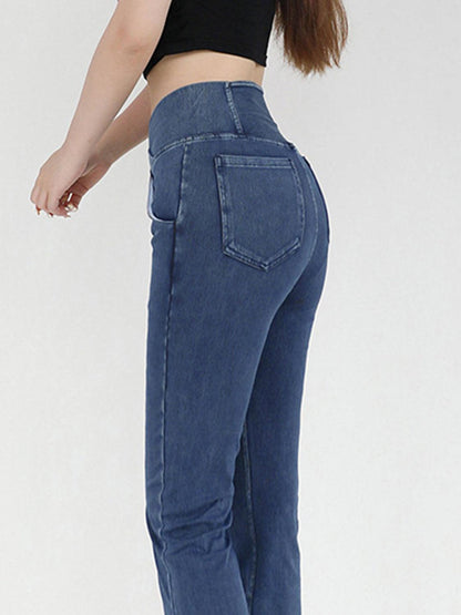 Wide Waistband Bootcut Jeans with Pockets Carauana Store