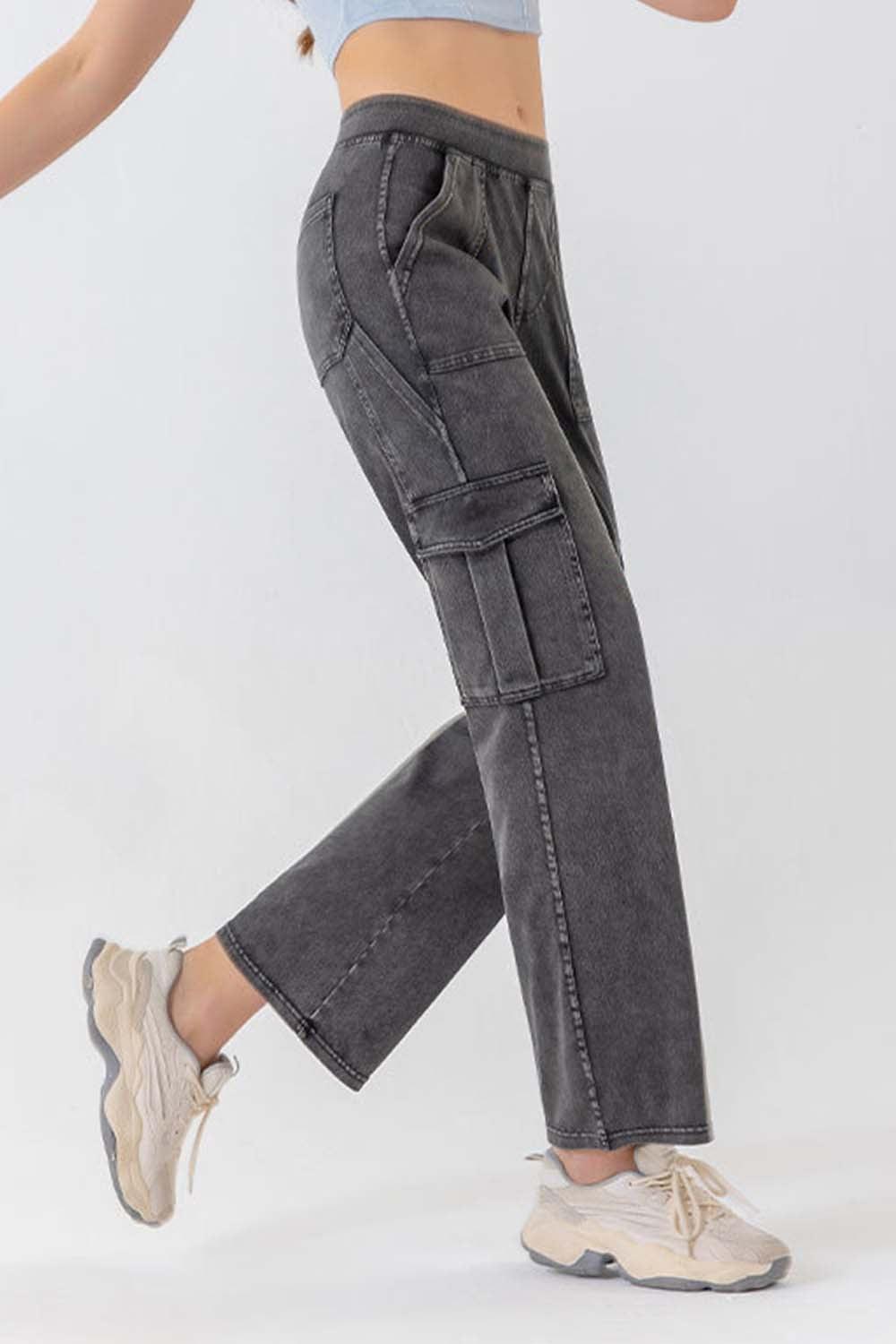 Buttoned Pocketed Long Jeans Carauana Store