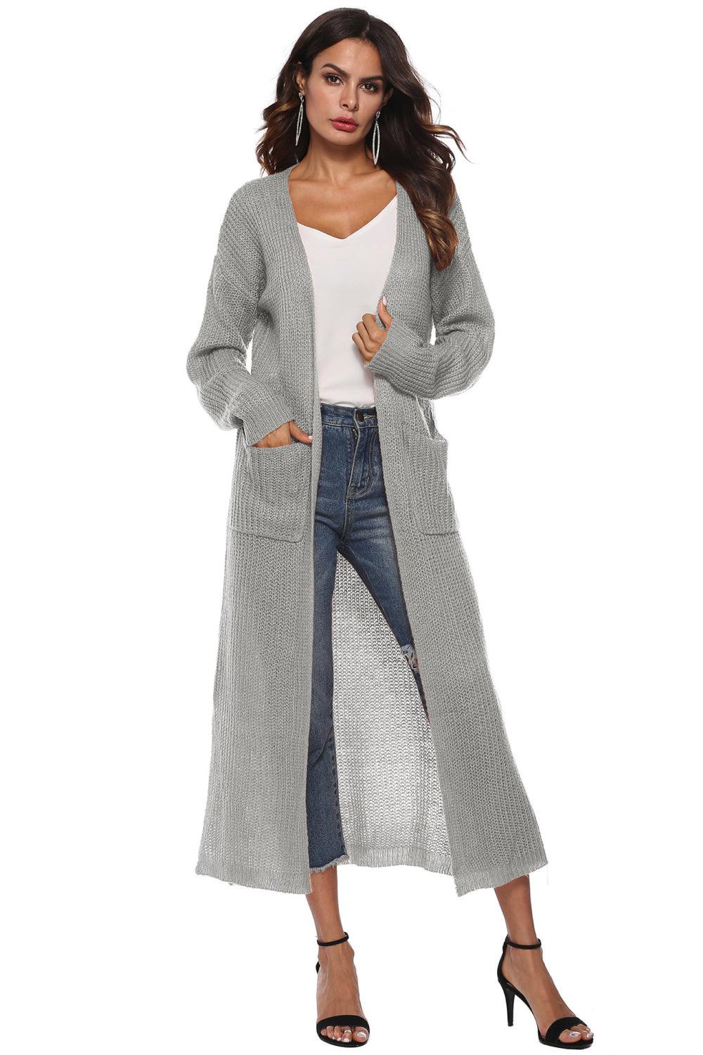 Long Sleeve Open Front Buttoned Cardigan Carauana Store