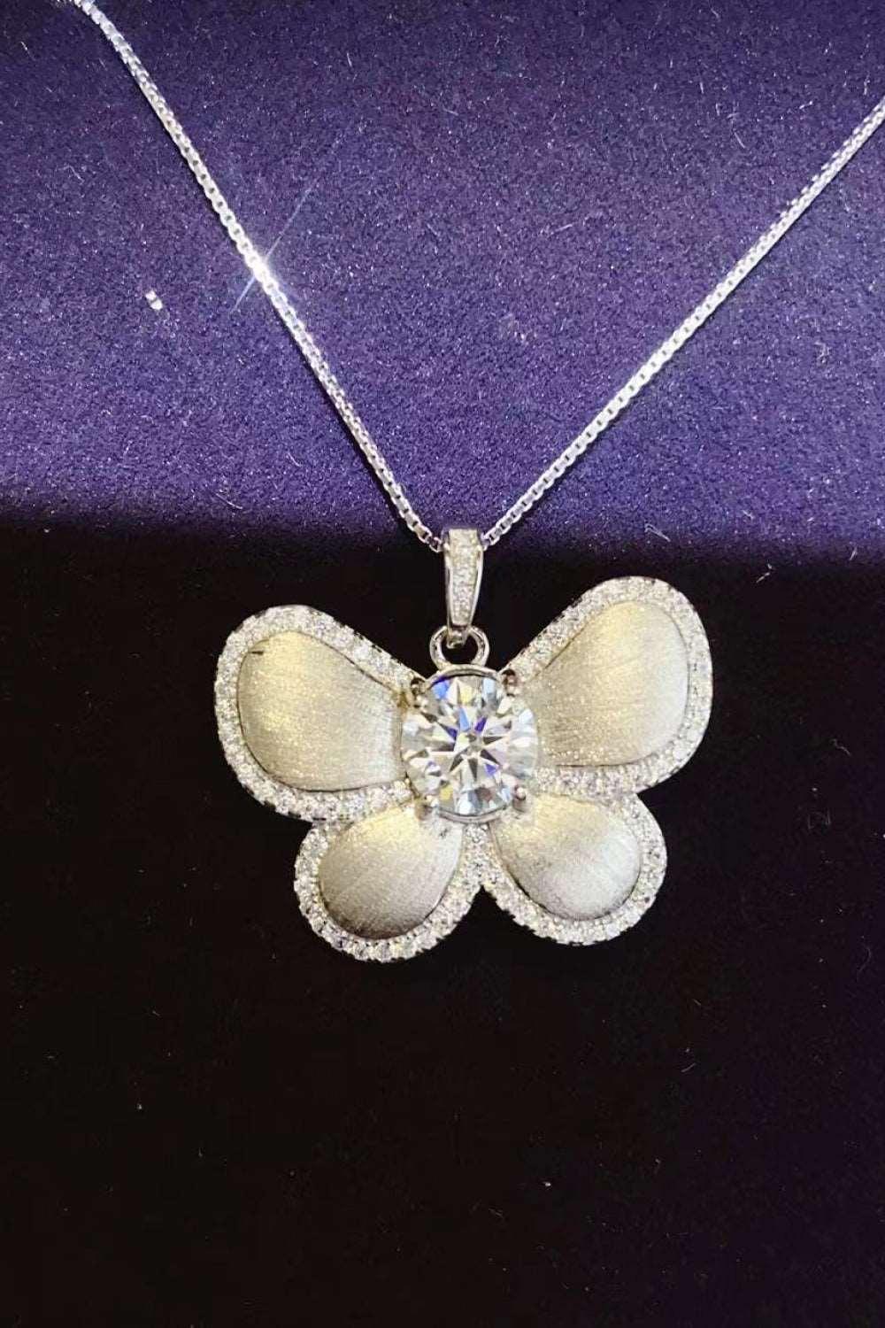 1 Carat Moissanite Butterfly Pendant Necklace Carauana Store