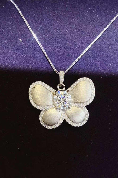 1 Carat Moissanite Butterfly Pendant Necklace Carauana Store