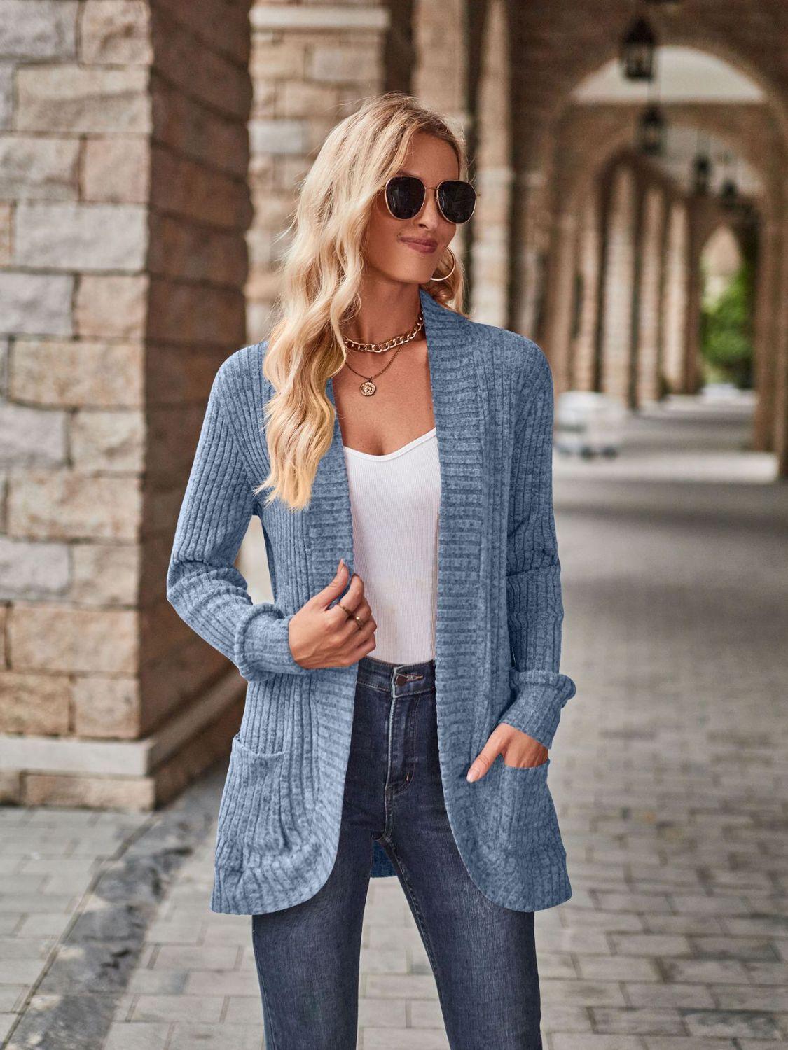 Open Front Cardigan with Pockets Carauana Store
