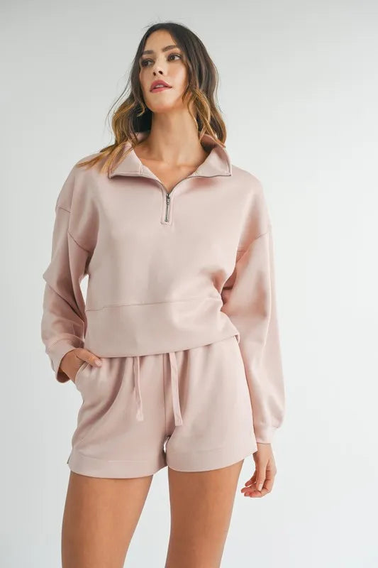 MABLE Half Zip Sweatshirt and Shorts Set Carauana Store