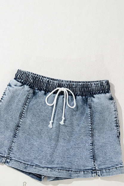 Drawstring High Waist Pocketed Denim Shorts Carauana Store