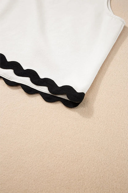 Ricrac Trim Tank Top and Elastic Waist Shorts Set Carauana Store