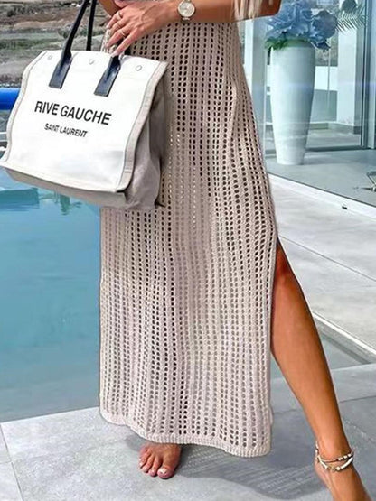 Openwork Slit Cutout Wide Strap Dress Carauana Store