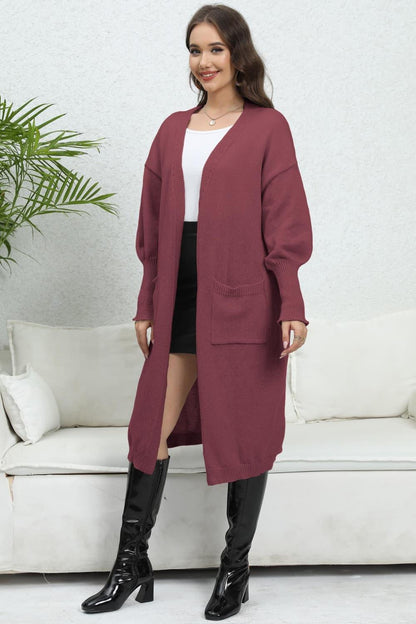 Open Front Dropped Shoulder Cardigan Carauana Store