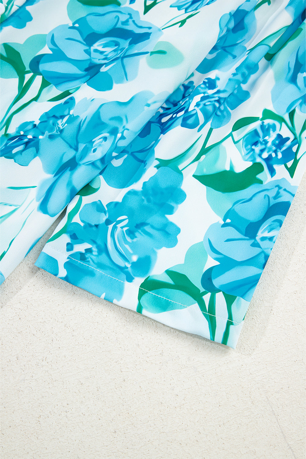 Green Floral Frilled Collar Three Quarters Sleeve Elegant Shirt