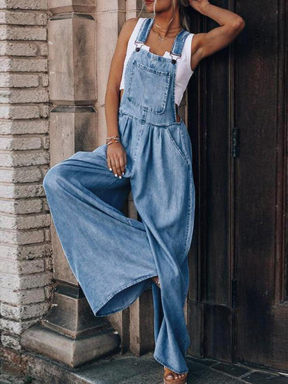 Wide Leg Denim Overalls Carauana Store