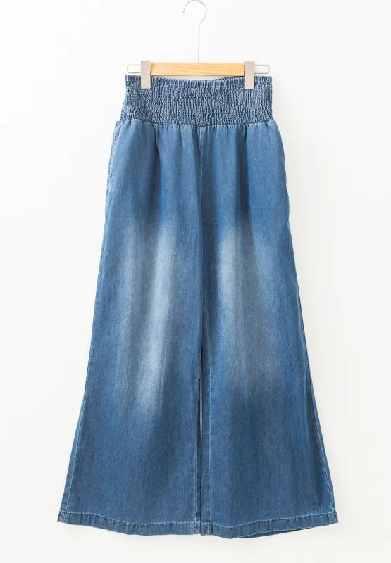 Smocked Wide Leg Jeans Carauana Store
