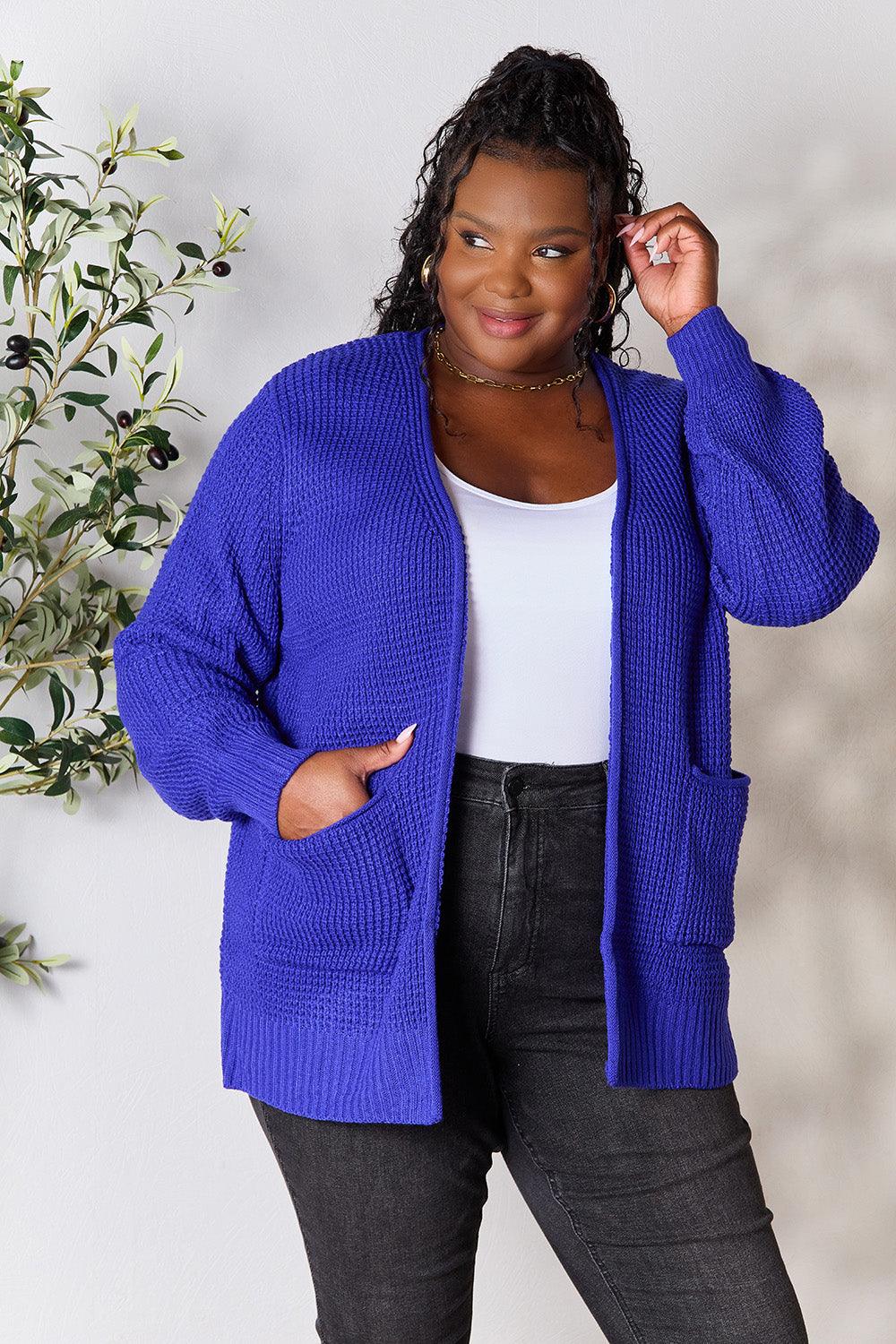 Zenana Full Size Waffle-Knit Open Front Cardigan Carauana Store