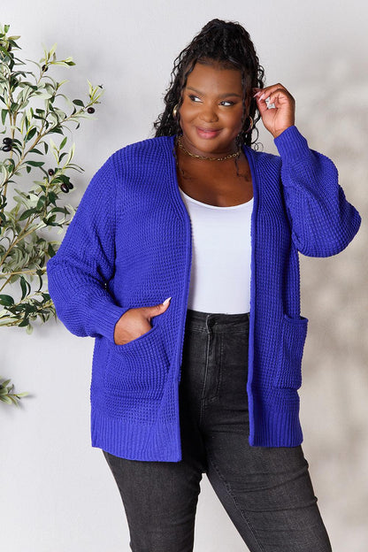 Zenana Full Size Waffle-Knit Open Front Cardigan Carauana Store