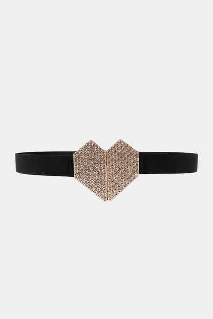 Rhinestone Heart Buckle Elastic Belt Carauana Store