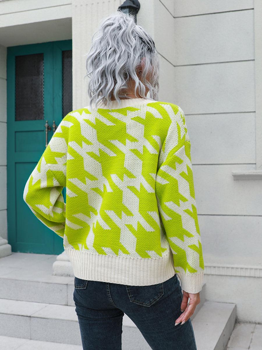 Houndstooth Button Down Cardigan Carauana Store