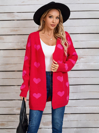 Angel Wings Heart Open Front Long Sleeve Cardigan Carauana Store