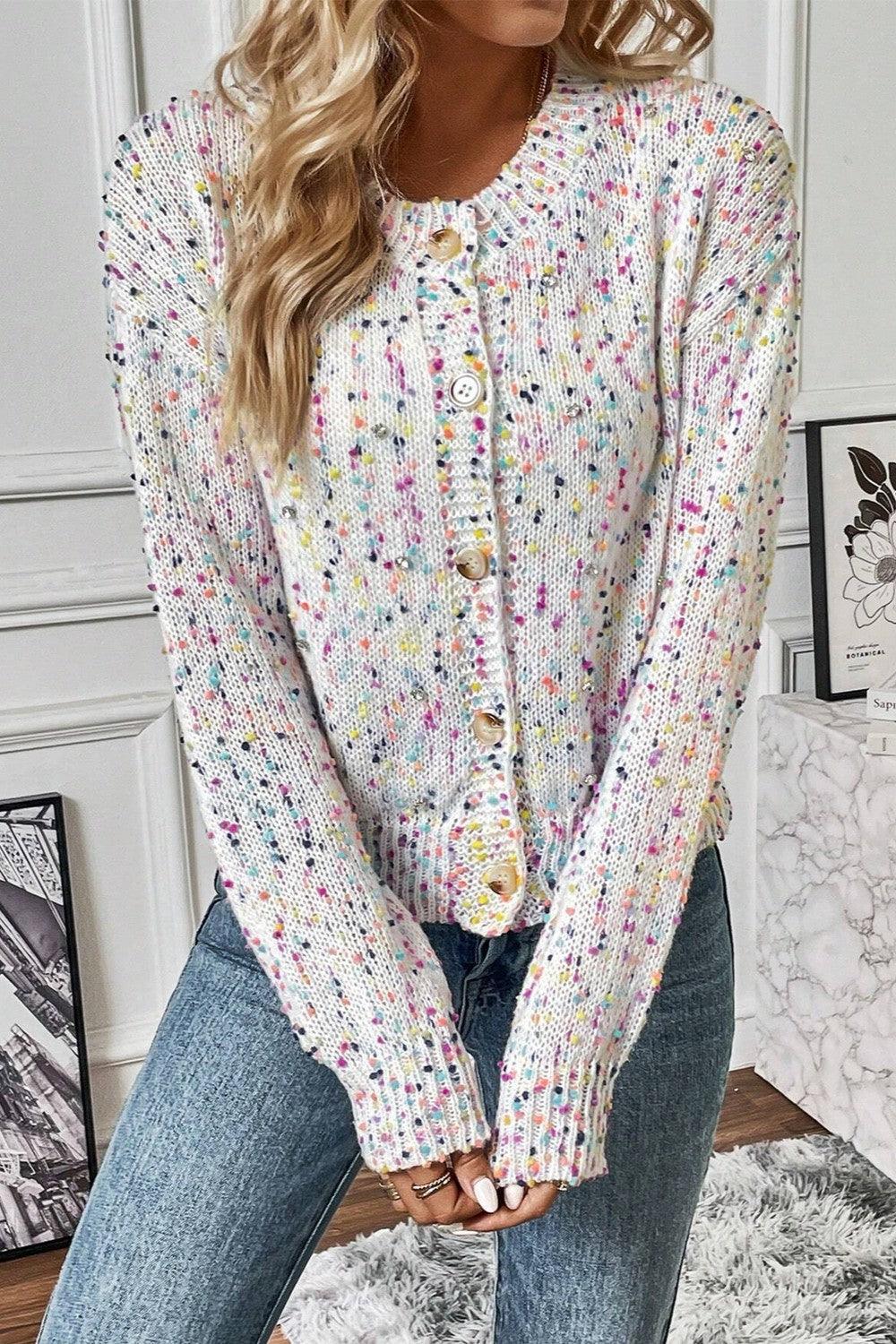 Confetti Button Up Long Sleeve Cardigan Carauana Store