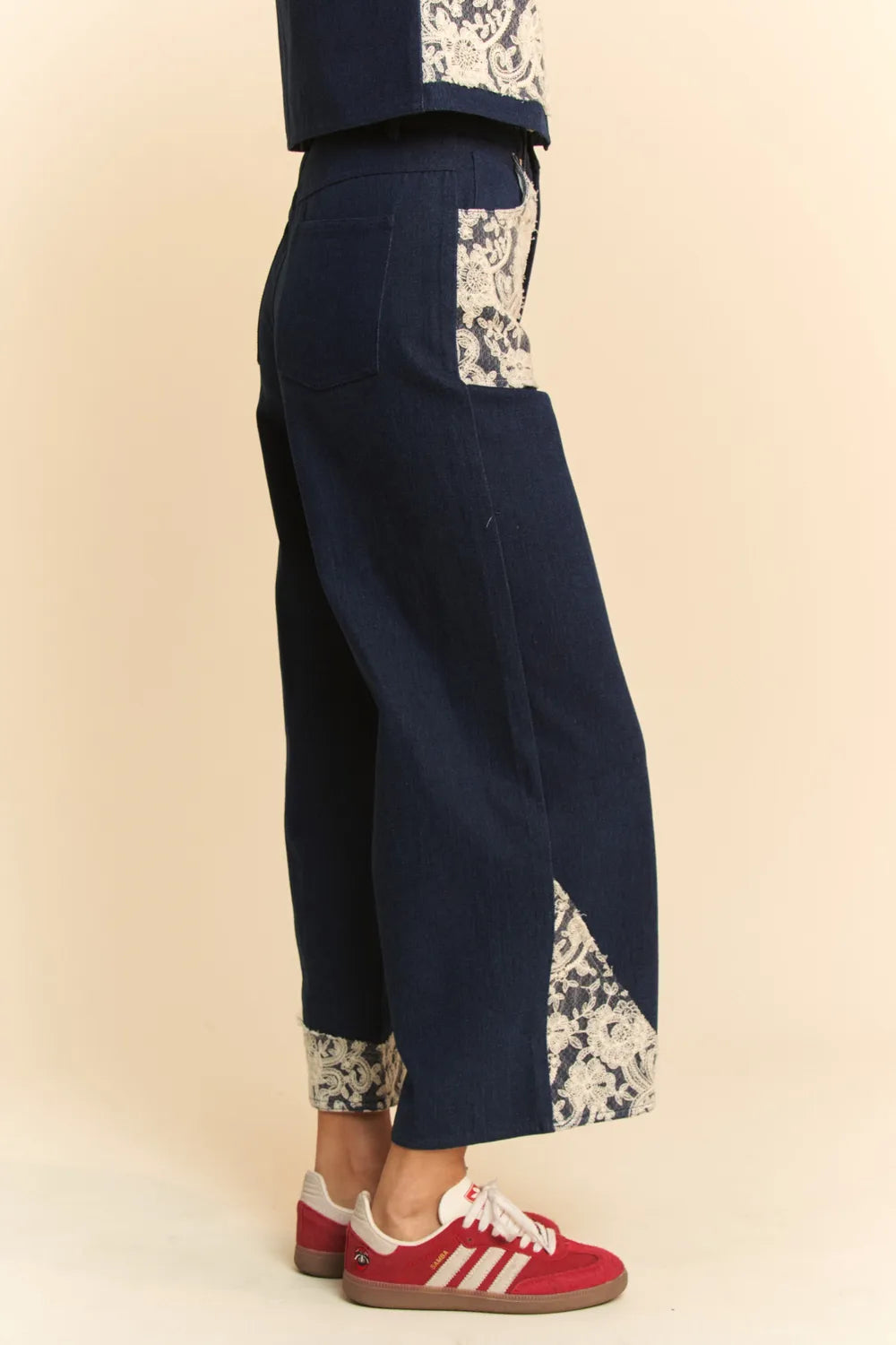 Davi & Dani Lace Applique Wide Leg Jeans Carauana Store
