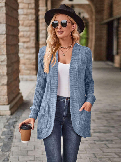 Open Front Cardigan with Pockets Carauana Store