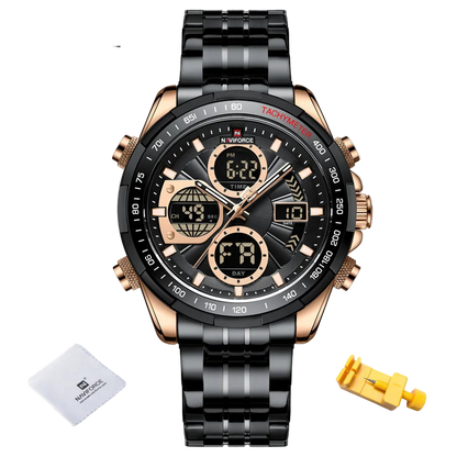 Naviforce watch with black and rose gold design 